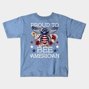 PROUD TO BEE AMERICAN FLORAL PATRIOTIC BEE VINTAGE STYLE Kids T-Shirt